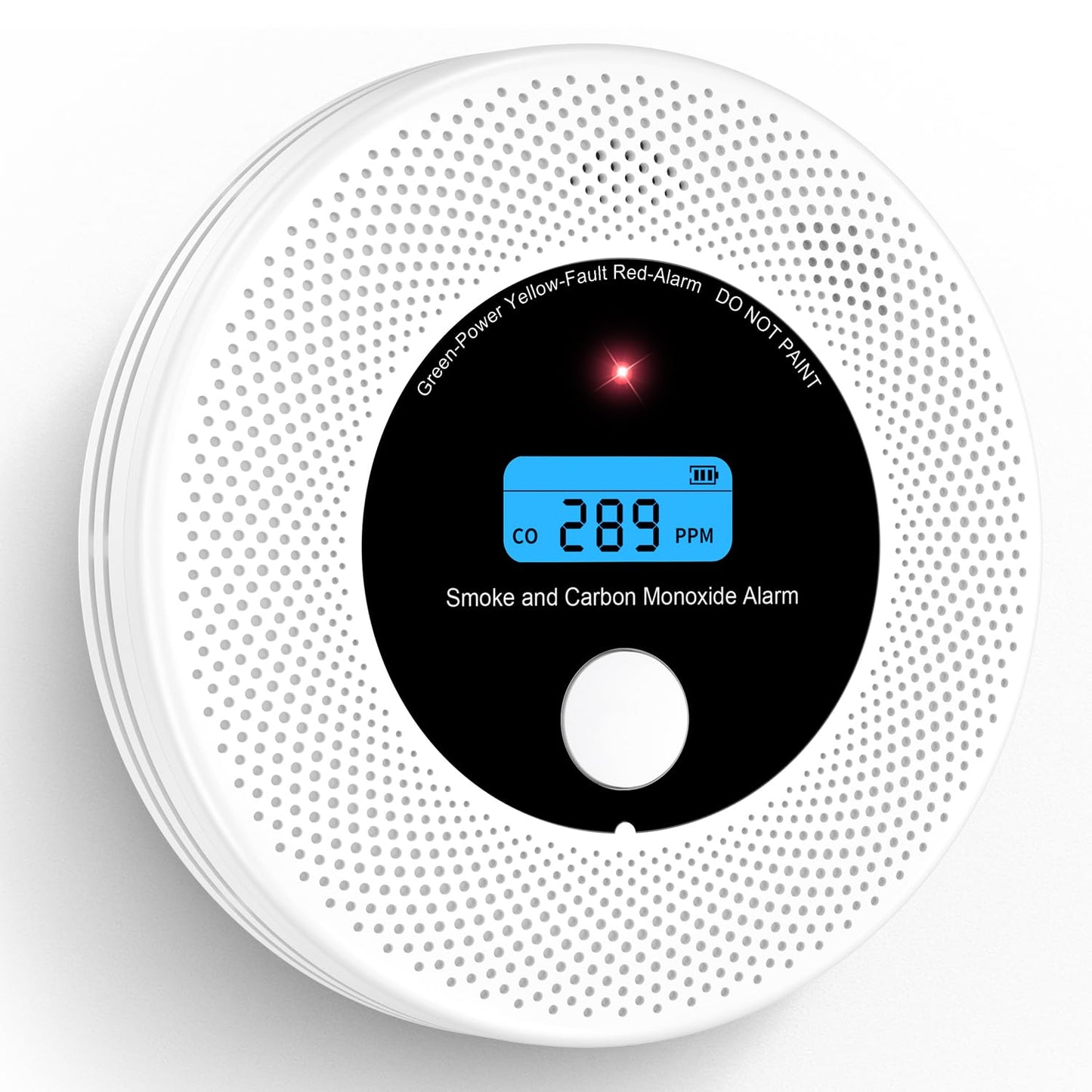 Alertlink 2-in-1 Smoke and Carbon Monoxide Detector Alarm, with Voice Alert,10-Year Battery Fire & CO Alarm with Large LCD Display, Easy Install with Adhesive or Screws