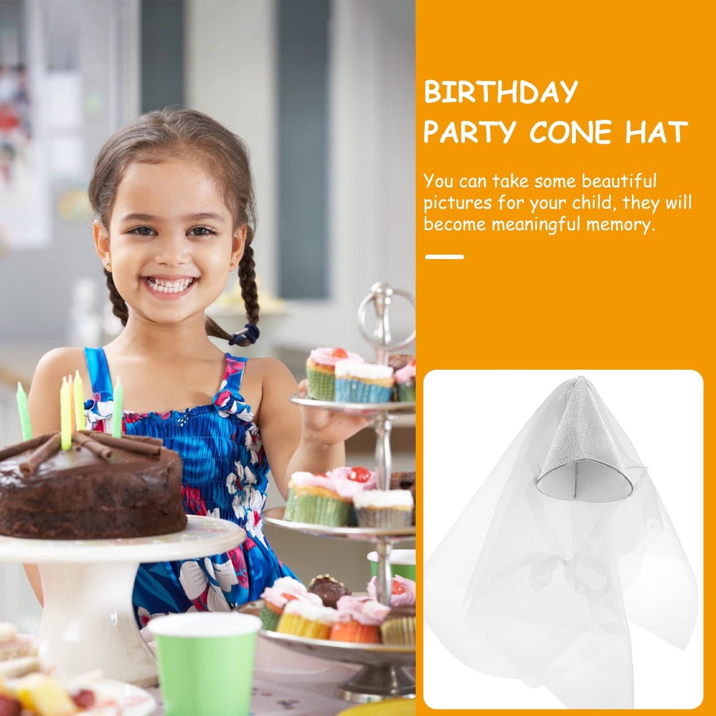 mesh Birthday hat Birthday Cone Hats Hats for Women Princess Party Hats Birthday Party Cap hat for Women Kids Birthday Headband Child Birthday Hats Cloth Make up Veil Baby