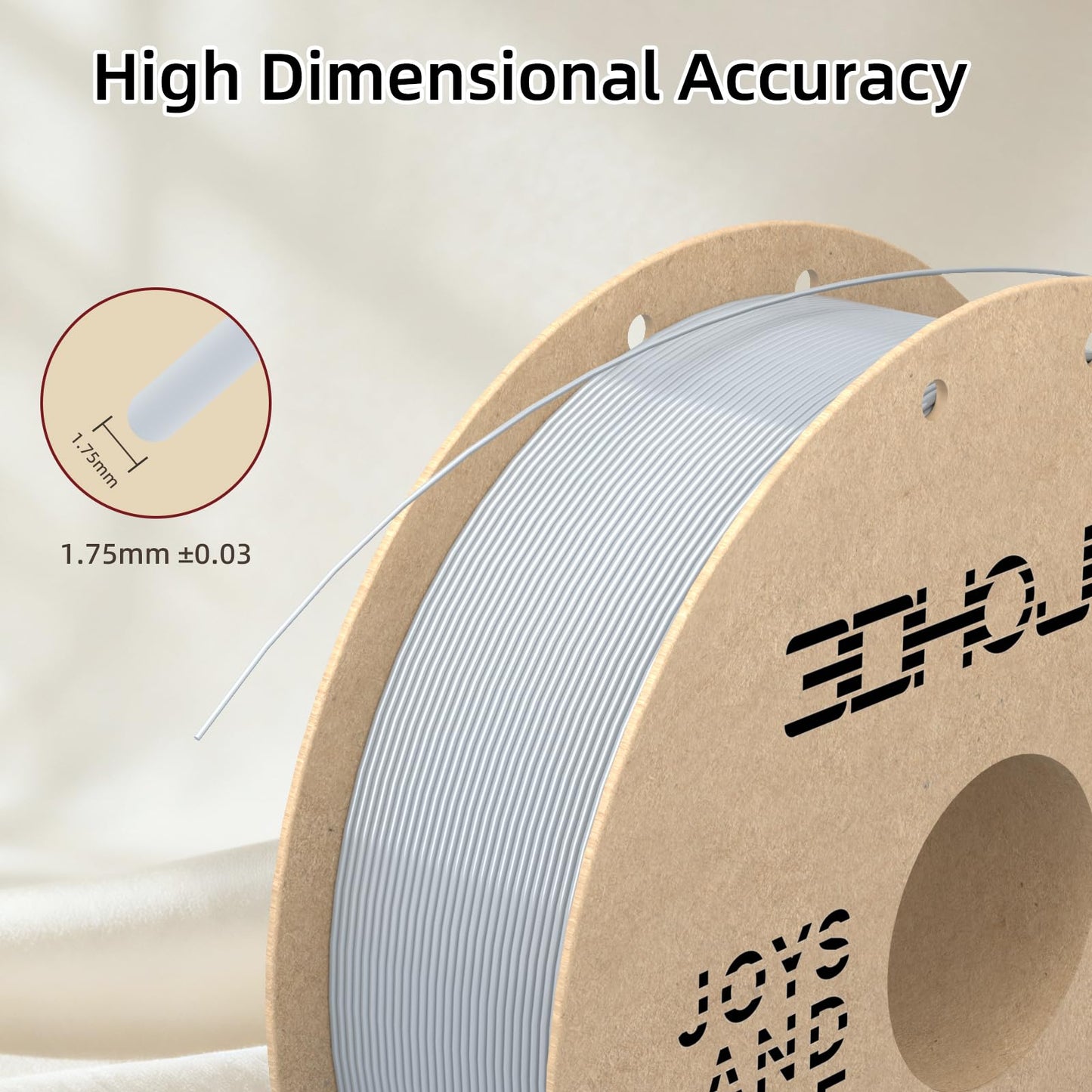 3DHoJor Silk PLA Filament 1.75mm, PLA Filament 1.75mm Silk Shiny 3D Printer Filament, 1kg Cardboard Spool (2.2lbs), Dimensional Accuracy +/- 0.03 mm, Fit Most FDM Printer(Metal Silver)