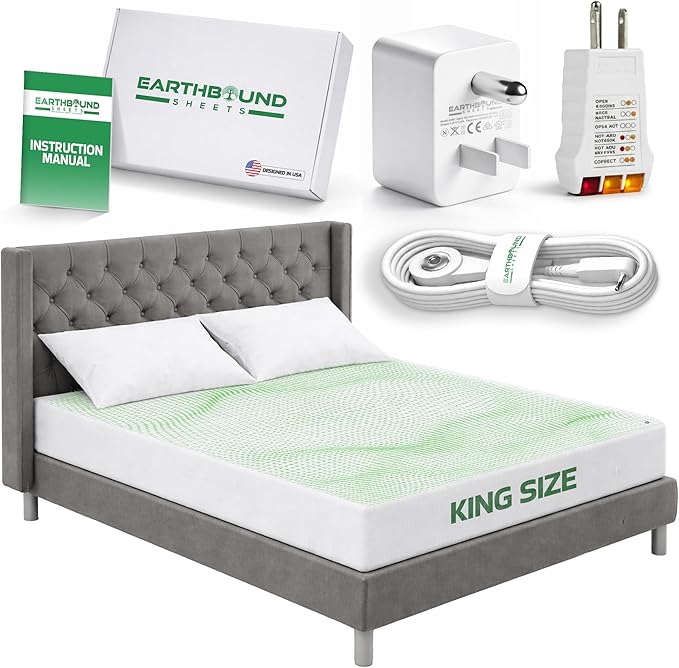 Earthbound Grounding Sheets King Size - Improve Sleep and Relax with Our 90% Organic Cotton, 10% Pure Silver Grounded Sheet | Reduce Inflammation w/Well Deep Pocket Grounding Well Bed Sheet - White