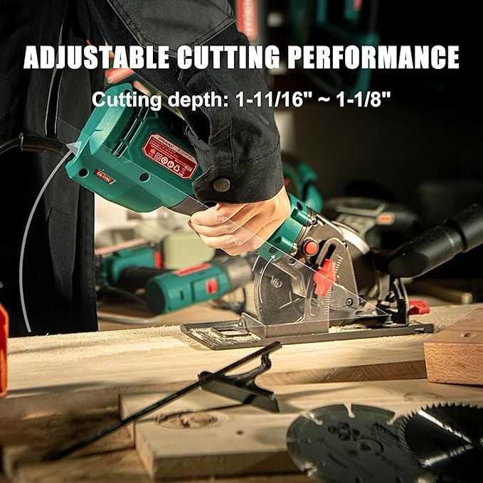 HYCHIKA Heat Gun,Orbital Sander 3.8Amp 450W,6.2A Mini Circular Saw,Reciprocating Saw,180W Rotary Tool,50W LED Work Light,6-Tool Power Tool Combo Kit