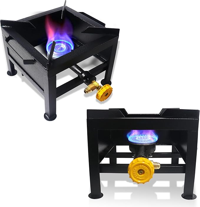 Single Burner Propane Stove - Portable Cast Iron High Pressure Outdoor Propane Burner Cooker,Heavy Duty Square Stove, high...