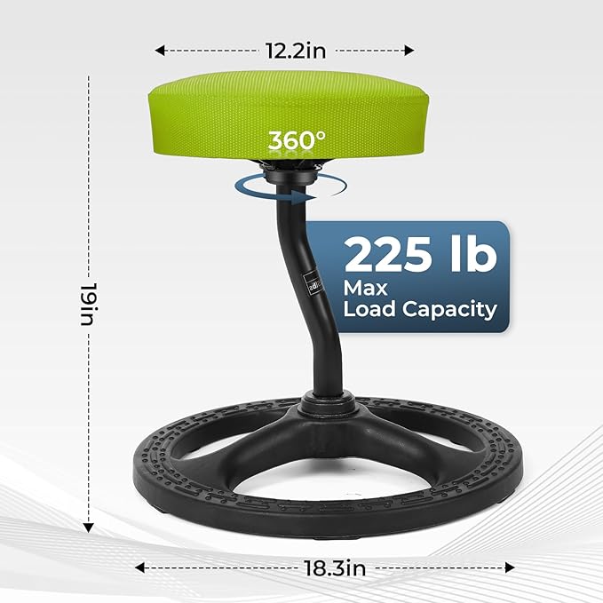 Upaloop ADHD Chair for Kids, Yoga Chairs for Adults, Wobble Stool Active Flexible Seating Desk Chair with Non-Slip Base and Washable Seat Cover for Stability, Balance, Yoga, Office, School, Classroom