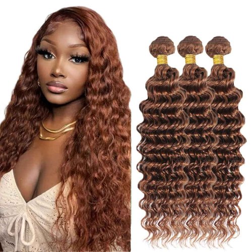 Habiliana Bundles Human Hair 22 24 26 Inch Deep Wave Dark Brown 4 Human Hair Bundles 11A Unprocessed Brazilian Virgin Quick Weave Hair Extensions for Black Women