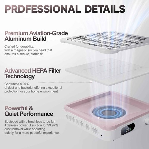 48W Cordless Nail Dust Collector with 10 Speed Settings, Powerful Suction Nail Vacuum for Manicure Table, Resin/Nail Dust Cleaner for Acrylic & Gel Nails, Salon & Home Use