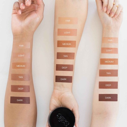 Saie Sun Melt Duo - The Big Brush - Soft, Multi-Use Liquid + Cream Makeup Brush With Synthetic Bristles Bundled With Sun Melt Bronzer in Tan Bronze - Buildable Cream Contour with Velvet Finish (1 oz)