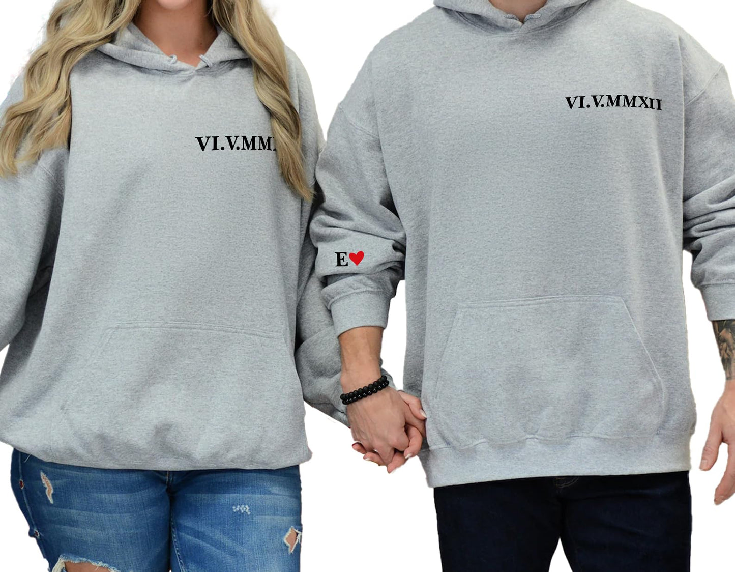 Personalized Roman Numeral Sweatshirt, Custom Matching Hoodies for Couples, Couple's Sweatshirt, Matching Shirts, Anniversary, Engagement, Valentine's Day Gifts for Men and Women