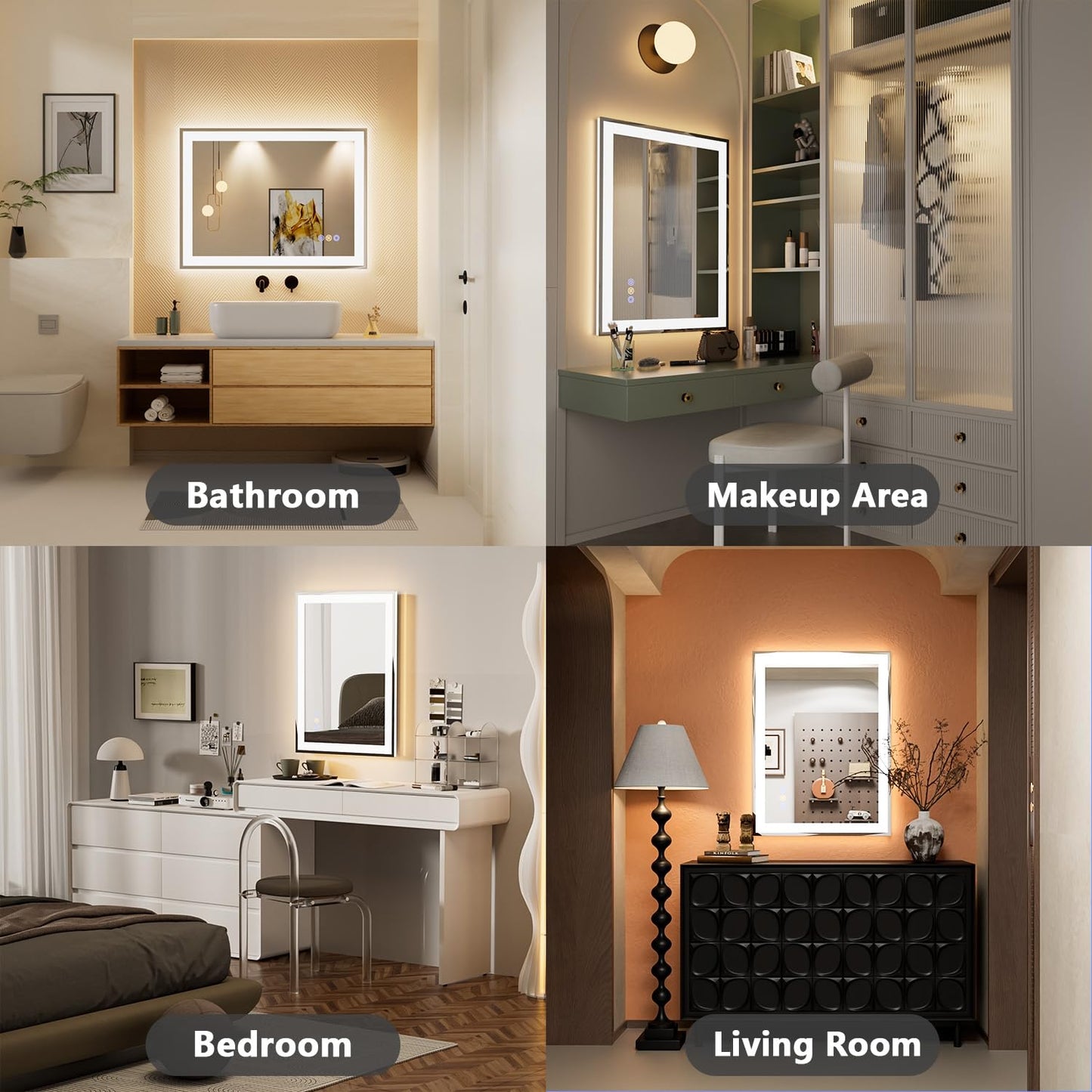Callsky 24"x 32" LED Mirror for Bathroom, Front and Backlit Controlled Separately LED Wall Vanity Mirror, LED Vanity Mirror with Lights, Stepless Dimmable, Anti Fog, Tempered Glass, Memory (UL ETL)