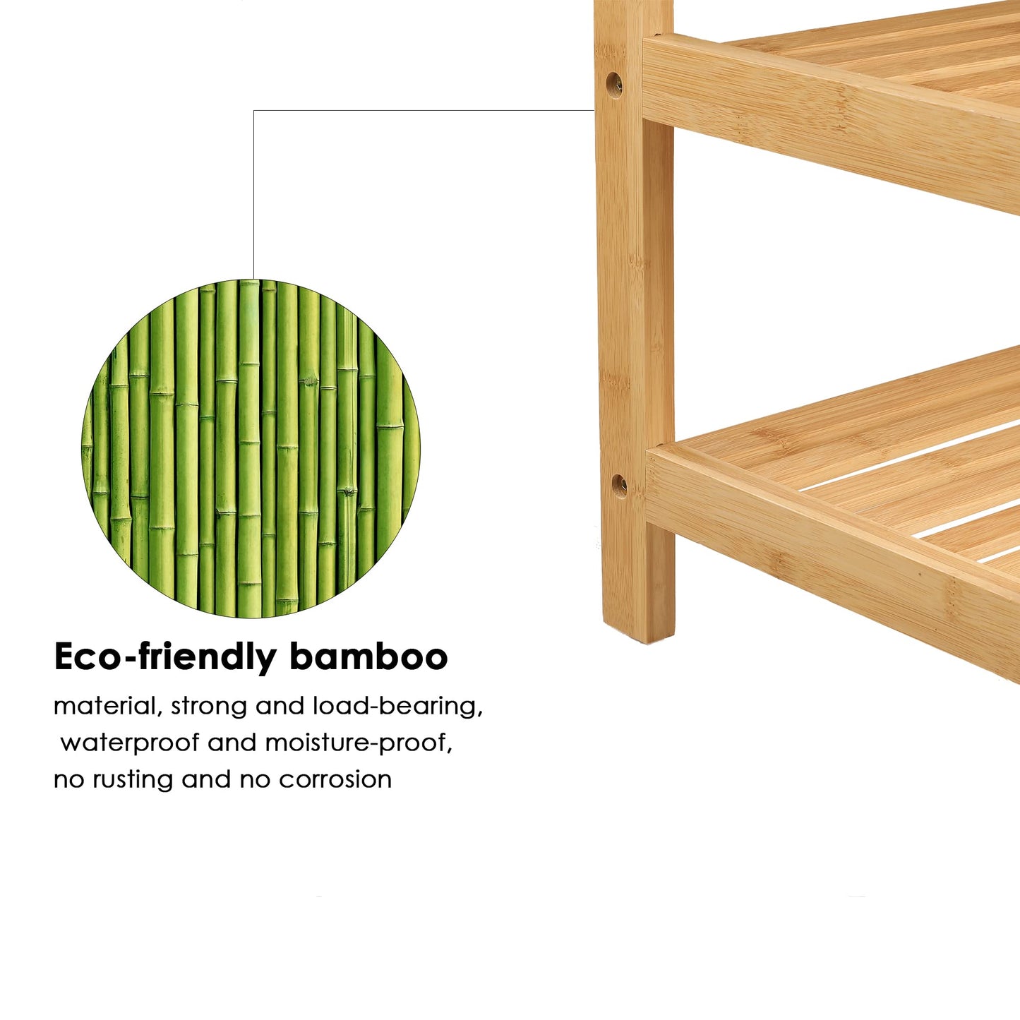 HIFIT Bamboo Shoe Bench Rack with Storage, Entryway Storage Bench with Padded Seat, Shoe Oiganizer Shelf for Entryway Mudroom Bathroom Hallway, Natural