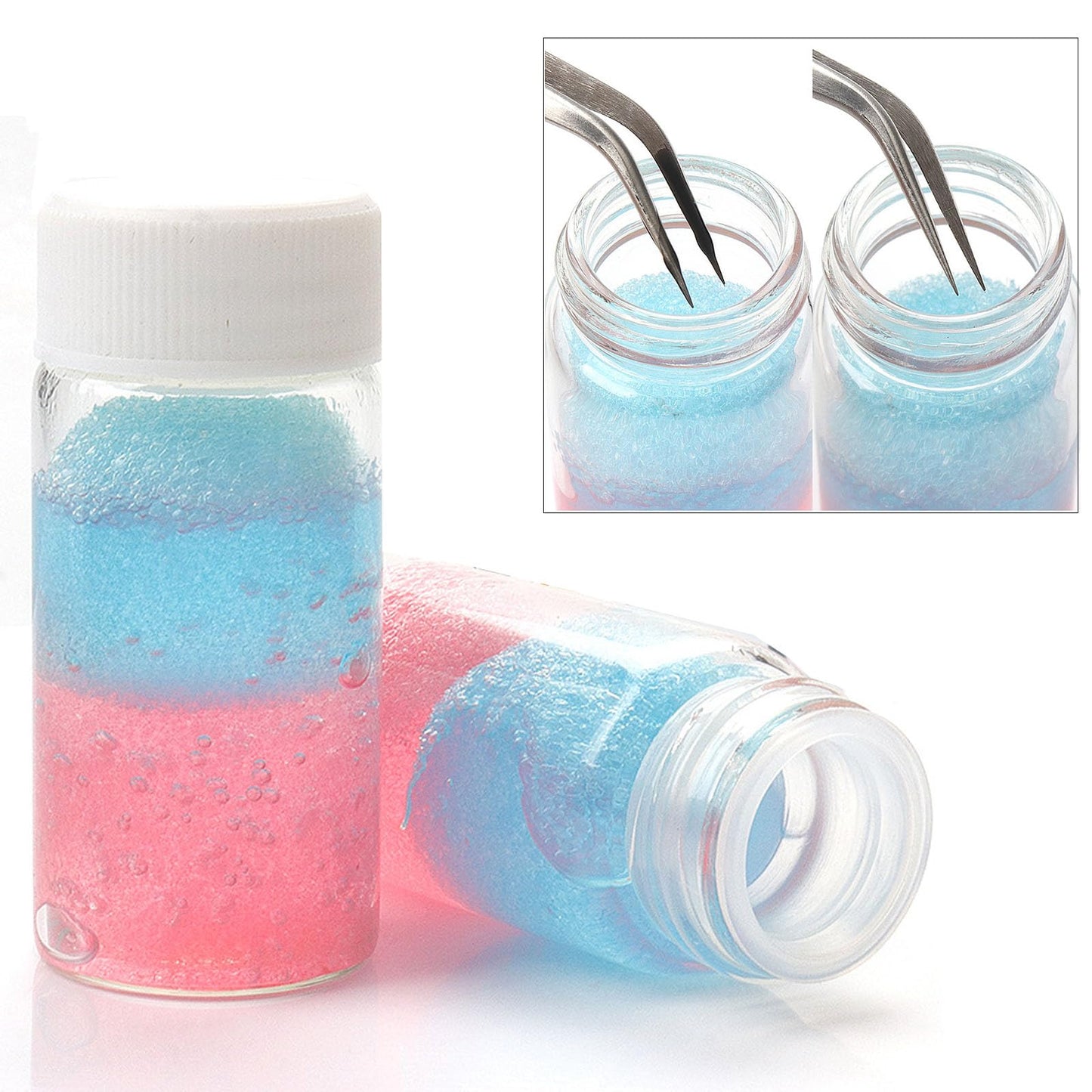 2 Pcs Tweezer Cleaner for Lash Tools 30ml Tweezer Cleaning Sponge Balls Without Residue Increase Friction Liquid Glue Remover Cl