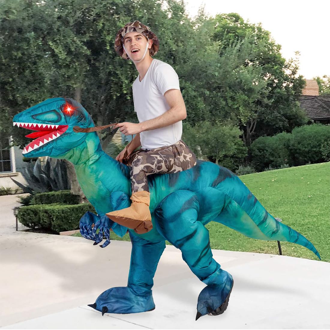 GOOSH Inflatable Dinosaur Costume for Adult Riding T Rex Funny Blow up Women Man Costume for Halloween Fancy Dress Party Cosplay