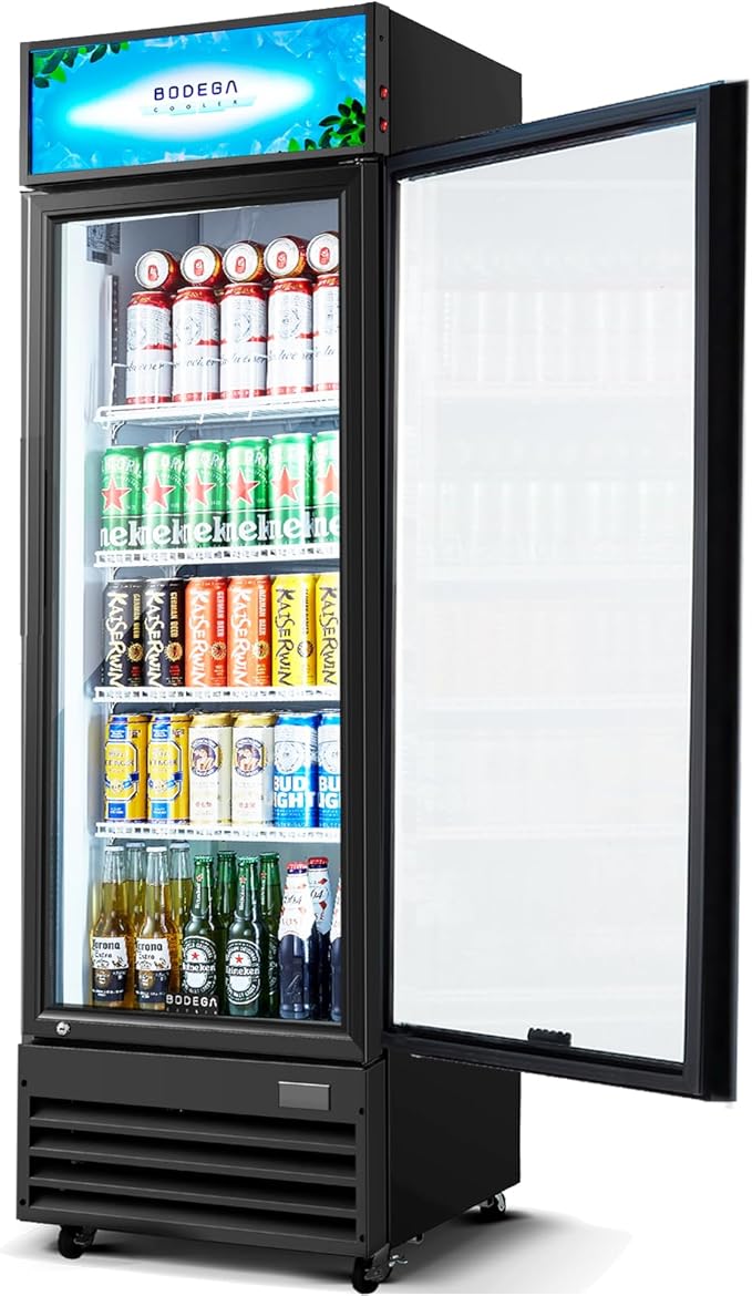 BODEGACOOLER Beverage Refrigerator and Cooler, Commercial Refrigerators with 4 shelves, Commercial Fridge with Soft LED Li...
