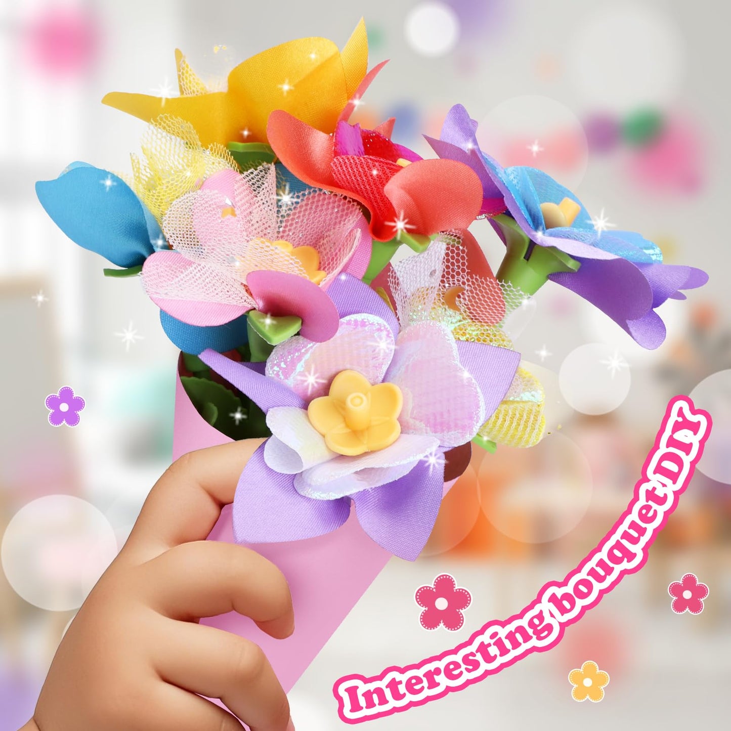 Sumsoltic 36-Piece DIY Fabric Flower Bouquet Accessories Kit - Craft Flower Accessories for Creative Floral Arrangements