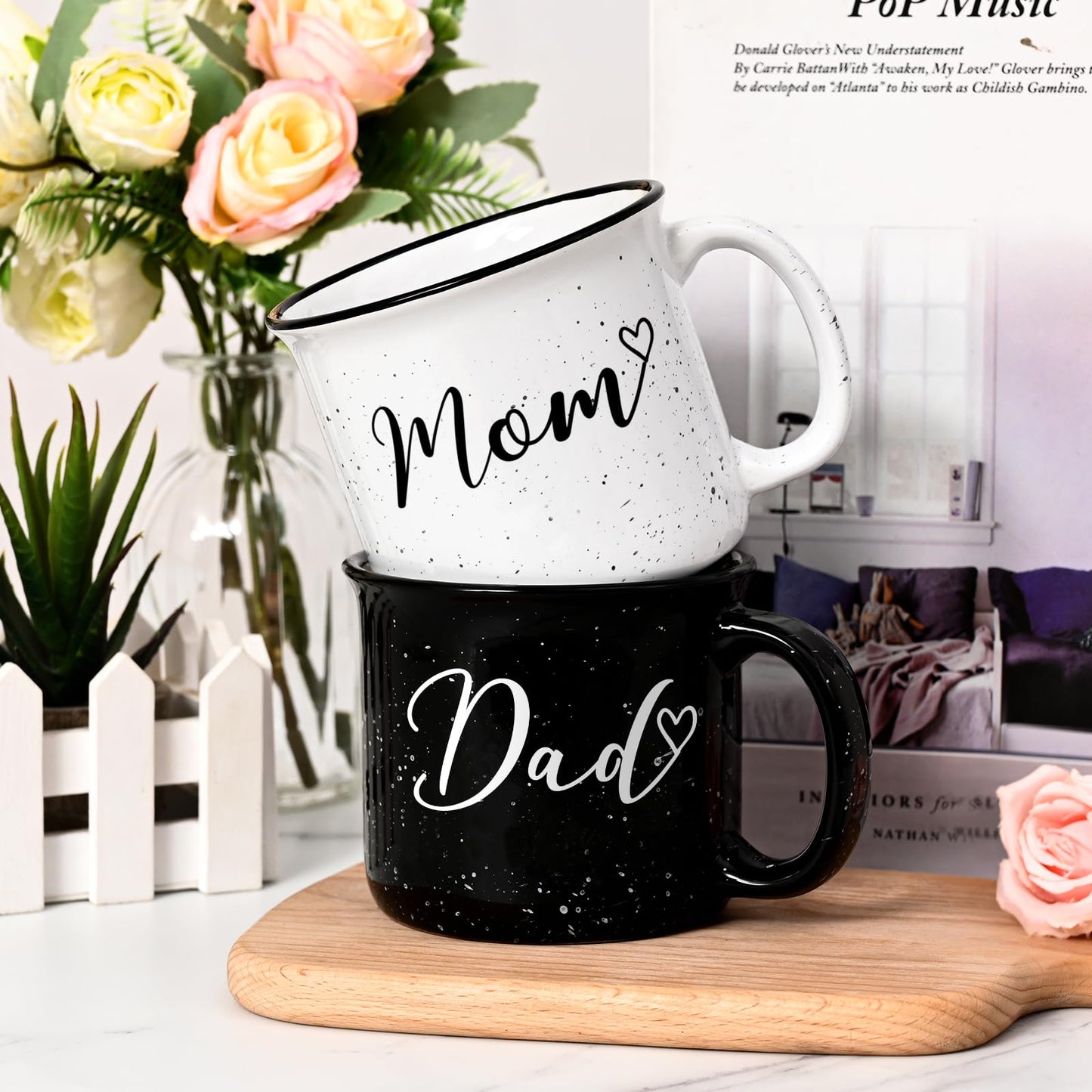YHRJWN New Parents Mugs Set - Mom & Dad Gifts for Couples, Perfect for Mothers Day, Fathers Day & Christmas, 15 Oz Each
