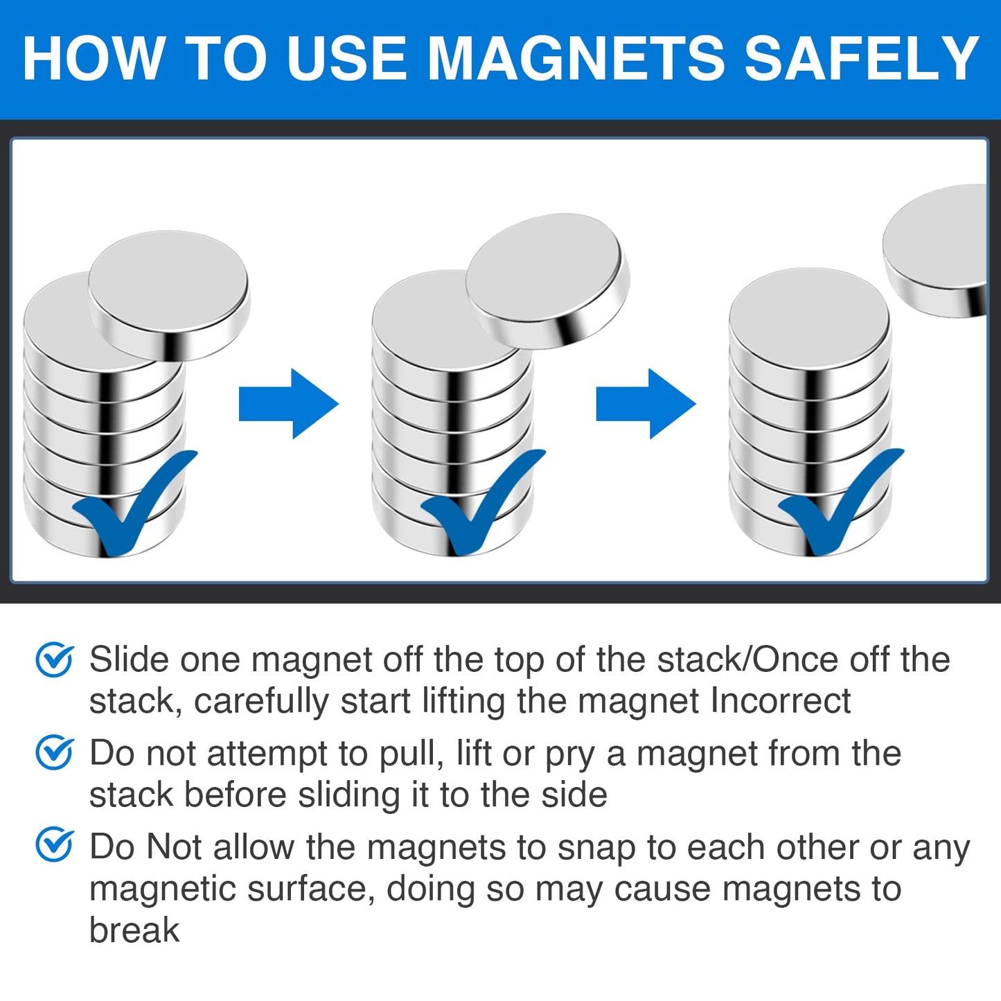 TRYMAG Small Strong 6 Different Sizes 255Pcs Rare Earth Magnets for Crafts, Heavy Duty Neodymium Round Refrigerator Magnets for Whiteboard, Home, Kitchen, Office, School