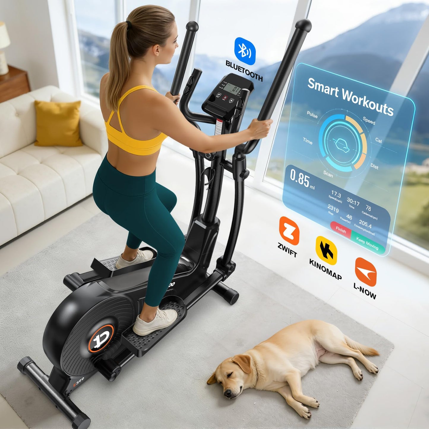 pooboo Elliptical Machine, Elliptical Exercise Machine with 16-Level Resistance&Quiet Magnetic Driving System