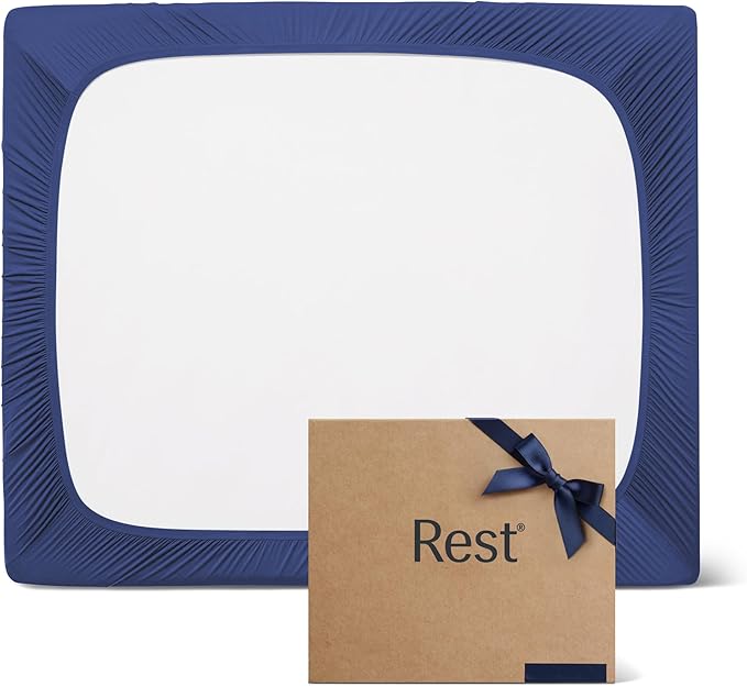 REST® Evercool®+ Fitted Sheet, Cali King, Midnight Blue, 15" Deep (up to 18’’), Breathable Bedding for Hot Sleeper and Night Sweats, Bed Sheet with Ionic+ Self-Cleaning Silver Yarn for Sensitive Skin