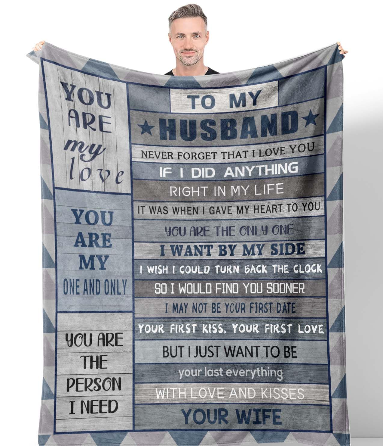 Hocgiwd Gifts for Husband Blanket 60"x50", Birthday Gifts for Husband, Wedding for Men Him Husbands, Husbands Fathers Day Present from Wife