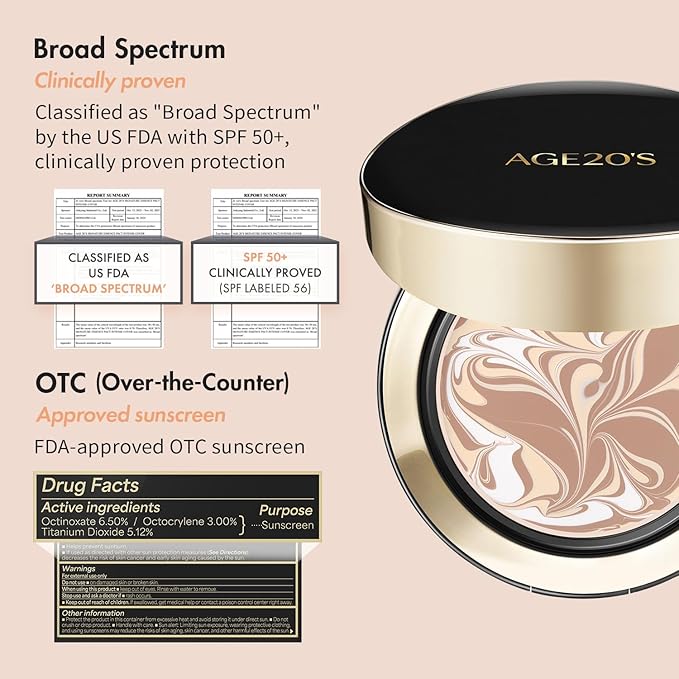 AGE20'S Signature Essence Pact SPF 50+ | Pack of 2 | 21 Light Beige | Cream Foundation, Dewy Finish, Natural Coverage | Korean Cushion Foundation