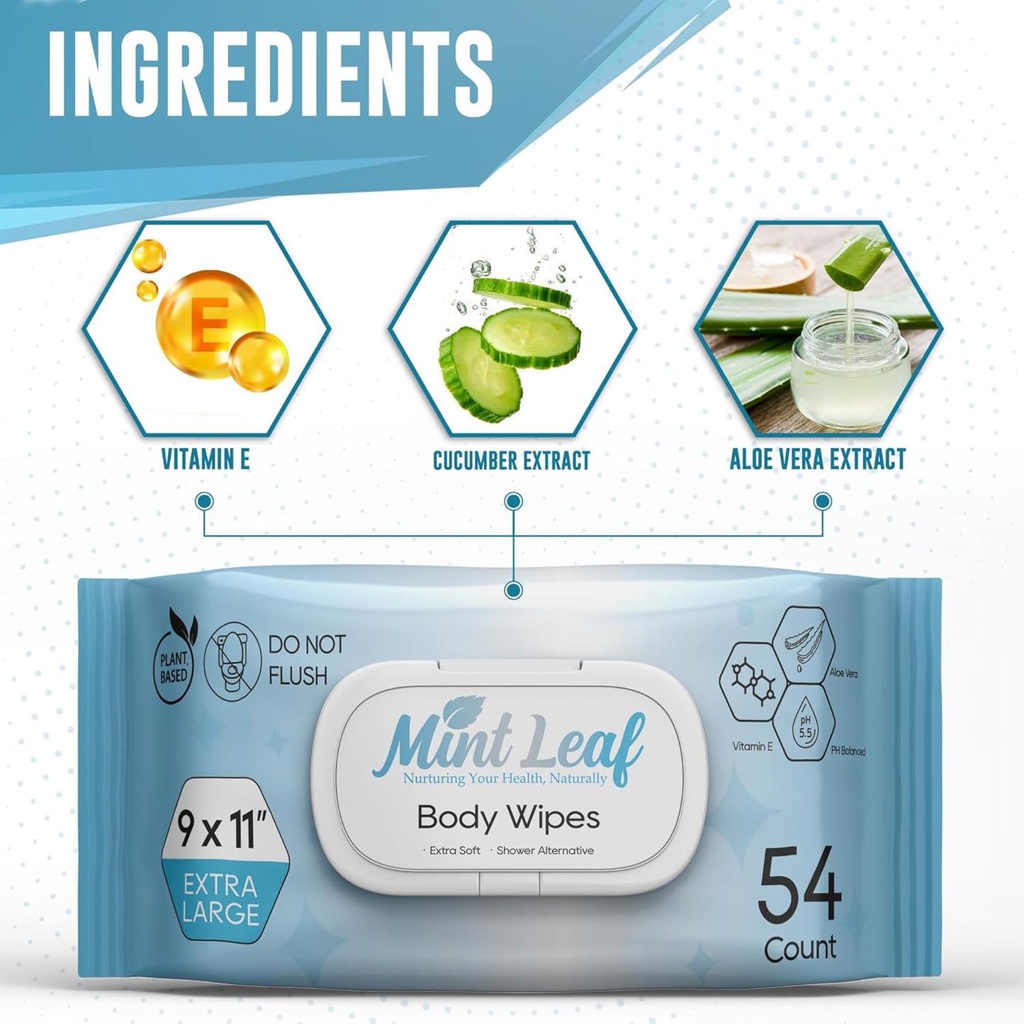 XL Adult Body Wipes - No Rinse Shower & Incontinence Bath Wipe, 11x9 Cleansing Washcloths with Aloe Vitamin E, Hypoallergenic Disposable Wipes for Adults, Seniors, Gym & Travel - 4 Packs + 18 Singles