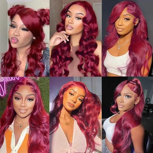 99j Burgundy Bundles Human Hair Body Wave Bundles Human Hair 26 28 30 Inch Wine Red Brazilian Hair 3 Bundle 50 Gram Per Bundle Unprocessed Virgin Remy Hair Extensions