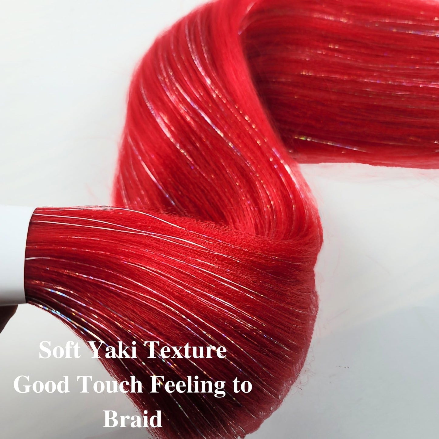Gozill Red Tinsel Braiding Hair Pre stretched Prestretched Twist Braiding Hair Extensions Colored Hypoallergenic Synthetic Ez Br