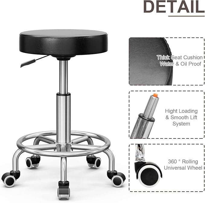 VARONXE Fully Electric Massage Table w/3 Motors, Professional Angle and Height Adjustable Spa Bed Facial Chair, Motorized Esthetician Bed Treatment Table for Beauty Salon, Stool Included, Black