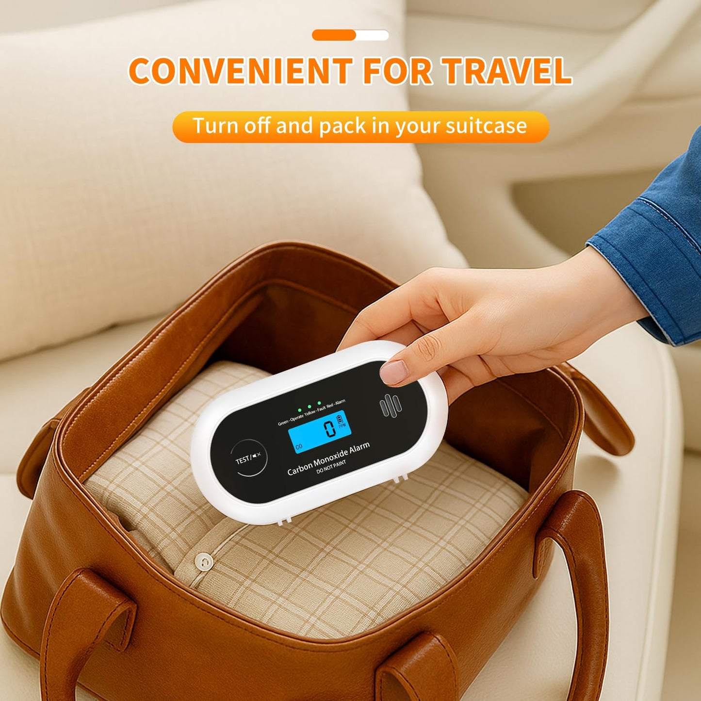 Carbon Monoxide Detector，Portable 10-Year Sealed Battery CO Alarm with LCD Display, CO Detector for Home ，Office and Travel