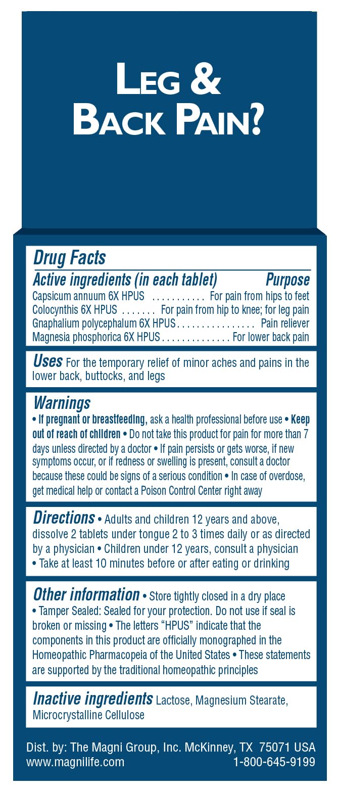 MagniLife Leg & Back Pain Relief Tablets,125 Ct, Fast-Acting Pain Relief Naturally Soothes Burning, Tingling & Stabbing Aches, Symptomatic or Preventative, Non-Habit Forming Quick-Dissolve Tablets