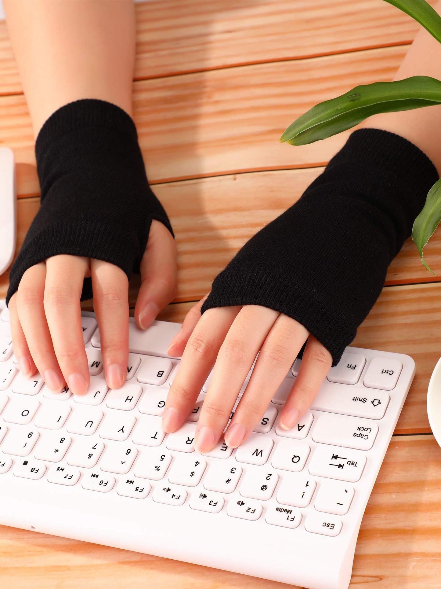 Blulu 2 Pair Fingerless Gloves for Women & Men Thumb Hole Cozy Half Fingerless Driving Gloves Knit Mittens Warm
