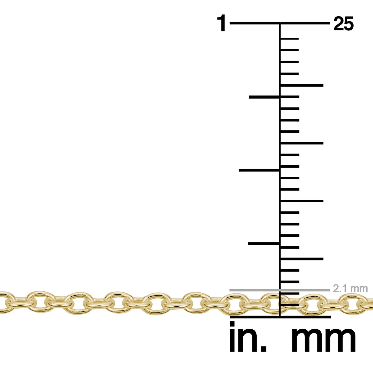 Kooljewelry Yellow Gold Over Sterling Silver Round Cable Chain Necklace (2.1 mm, 24 inch)