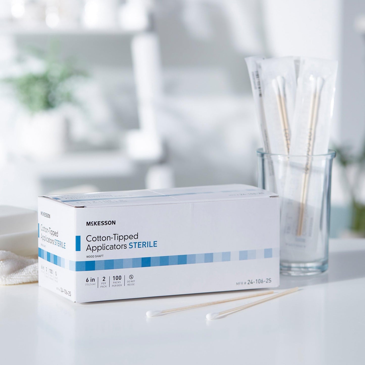 McKesson Sterile Cotton Tipped Applicators, 6 Inch, Box of 200 – Medical Cotton Swabs for Wound Care, Cleaning, and Application, Wooden Shaft, Disposable