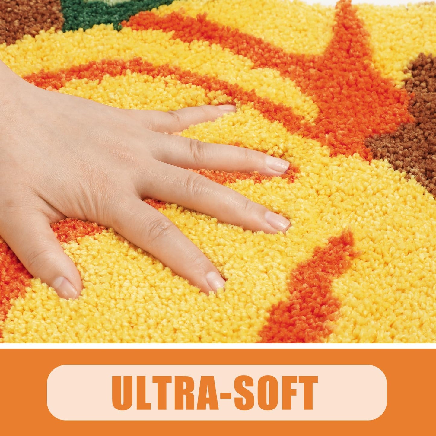 JarThenaAMCS Fall Bathroom Rug Pumpkin Tufted Bath Mat Absorbent Non Slip Shower Rug Front Door Mat for Autumn Harvest Thanksgiving Home Room, 19.7 x 35.4 Inch