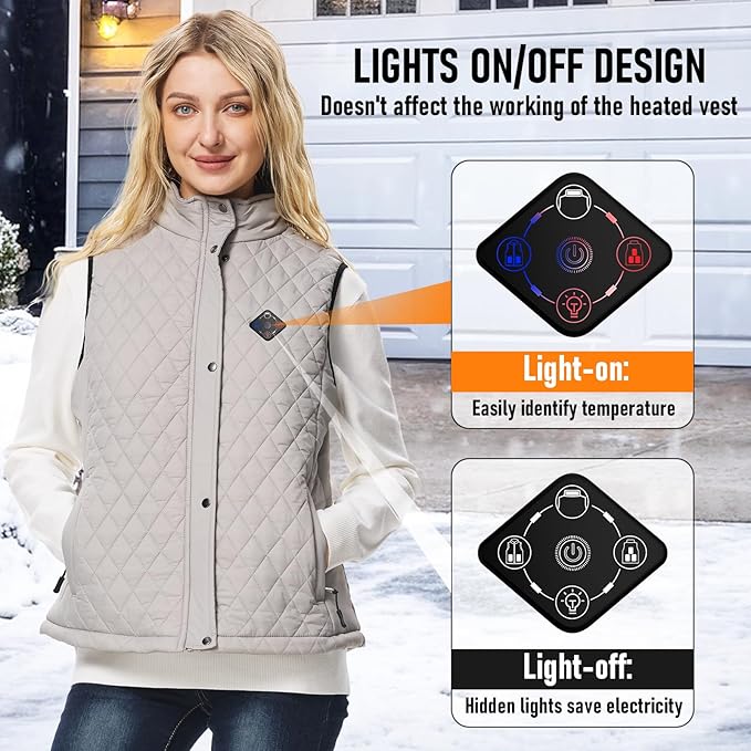 Women Heated Vest with Battery Pack, 16000mAh 7.4V Smart Rechargeable Heated Vests, Electric Lightweight Heating Vest Jacket