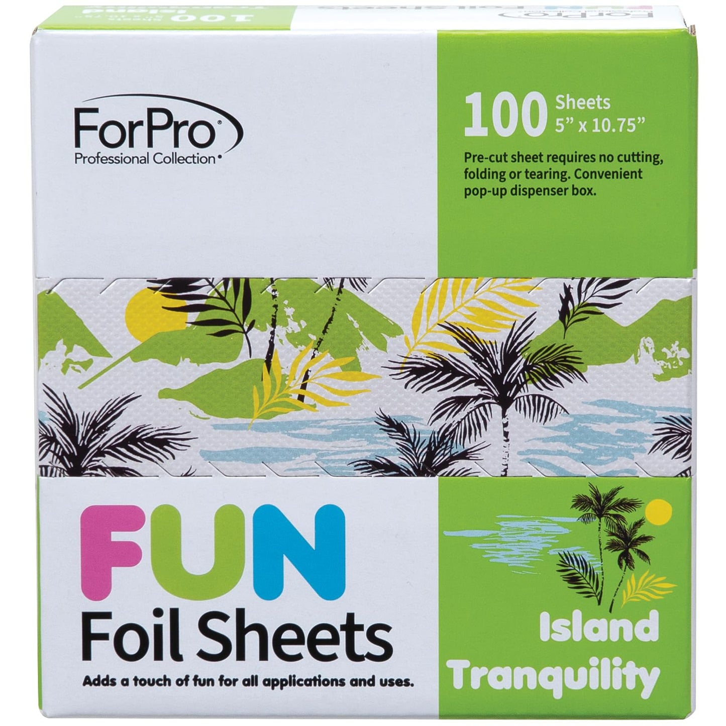 ForPro FUN Island Tranquility 5 Foil Sheets, Aluminum Hair Foils for Color Application and Highlighting Services, Food Safe, Pop