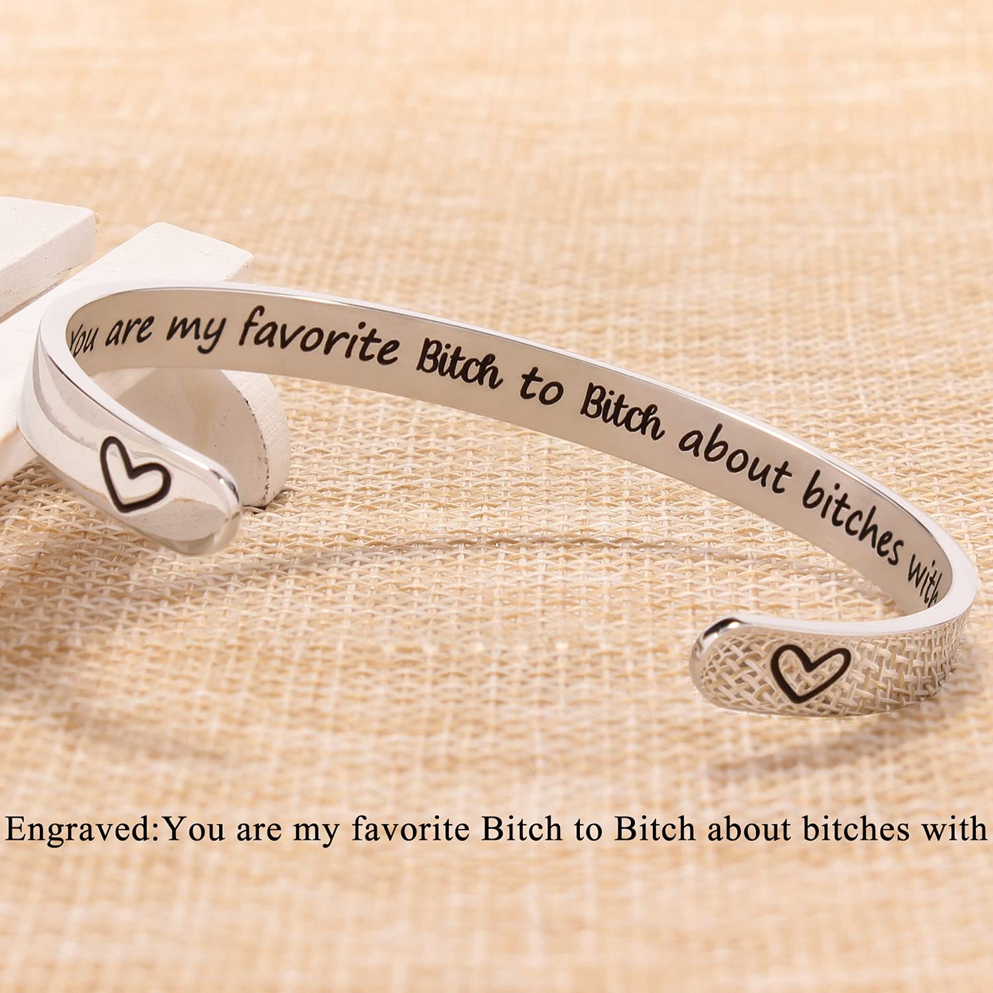 Friend Bracelet Friendship Bracelets for Women Sisters Inspirational Gifts for Her Teen BFF Bestie Cuff Mantra Engraved Jewelry