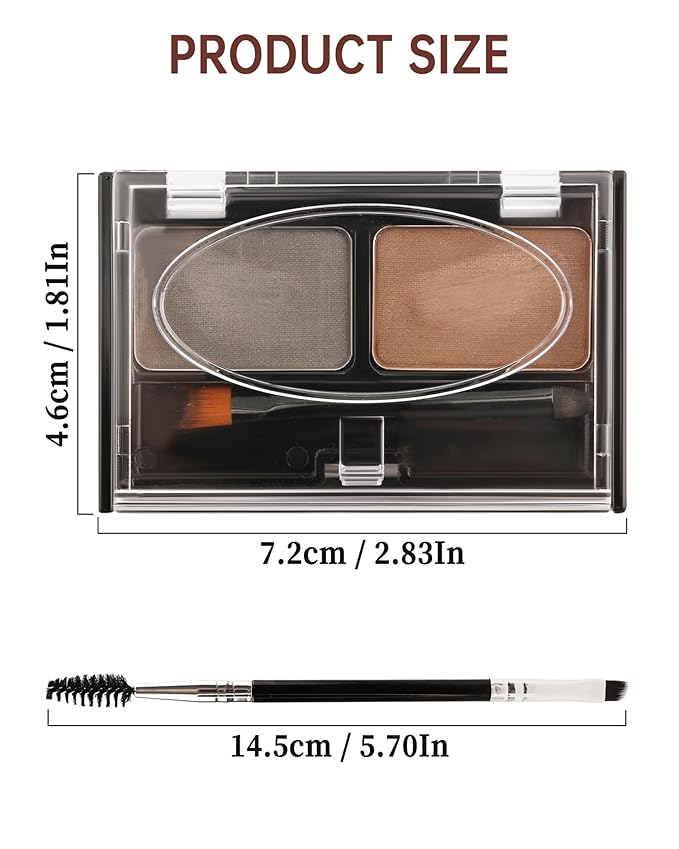 Eyebrow Powder Makeup Kit - Light Brown+Grey, 2 Color Eye Brow Powder Palette Waterproof Long-Lasting Brow Filler, Lightweight, Easy Blend, Natural Full Look with Brush, maquillaje para cejas-01