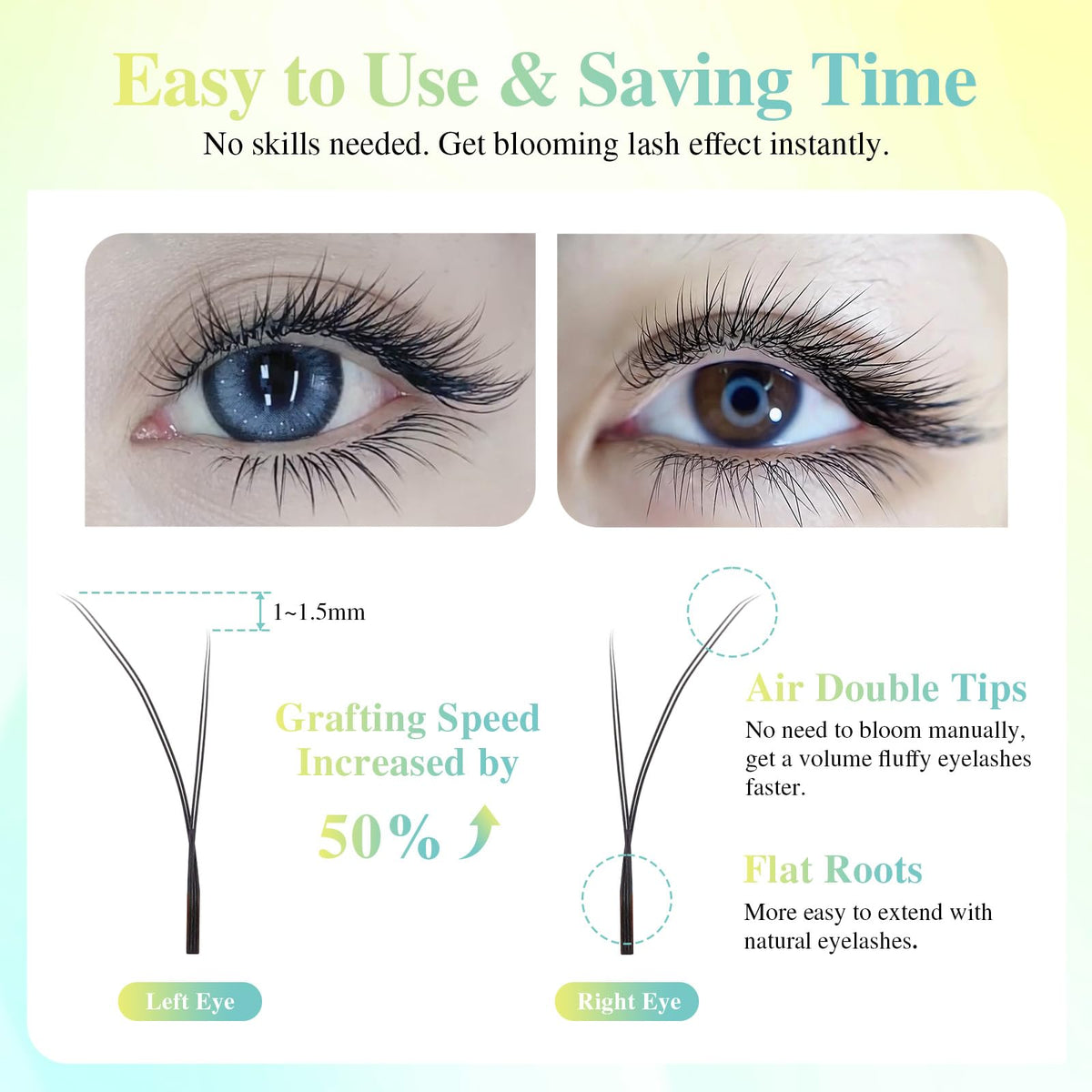NAGARAKU Flying YY Eyelash Extensions Supplies y lash 0.07mm D curl 12mm Premade Fans 4D Russian Volume Y Shape Faux Mink Matte