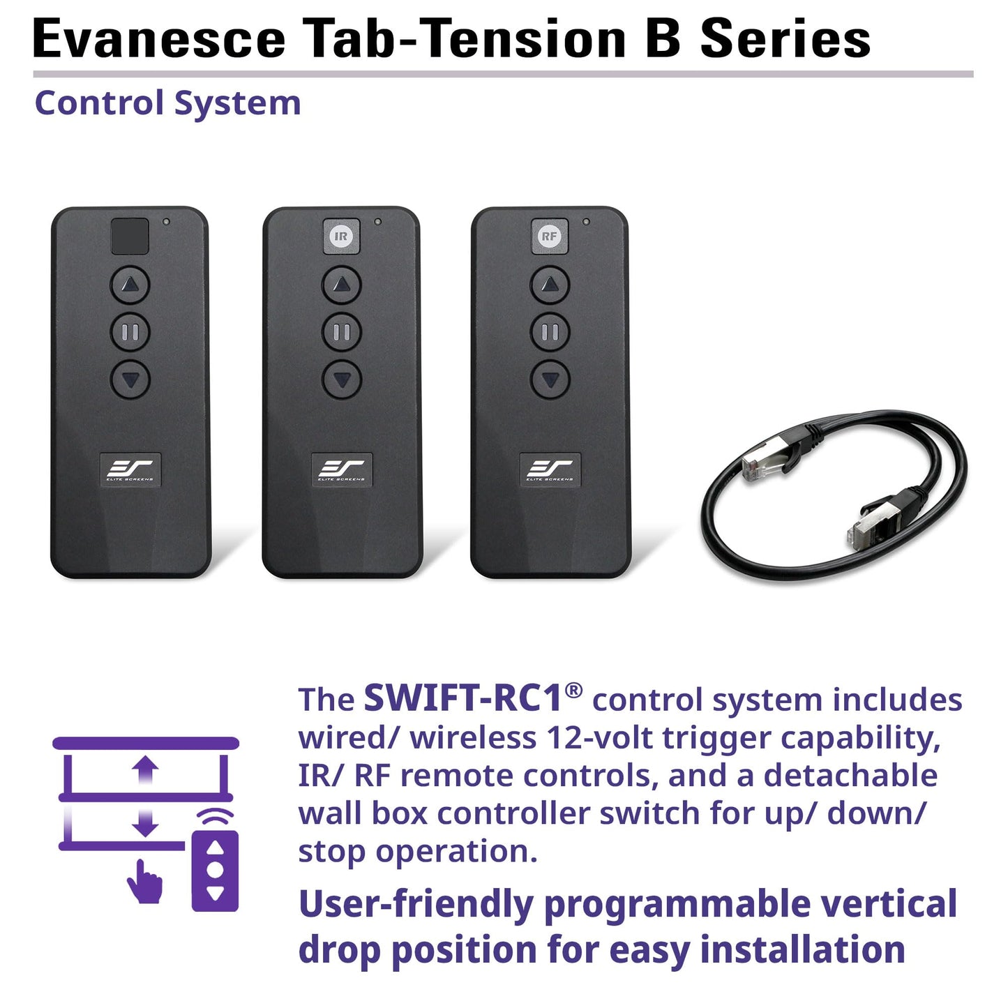Elite Screens Evanesce Tab-Tension B, 120-inch 16:9, 4K / 8K HD, Recessed in-Ceiling Electric Tab Tensioned Projector Screen, Matte White Projection Screen Surface Programmed Remote Kit, ETB120HW3-E8