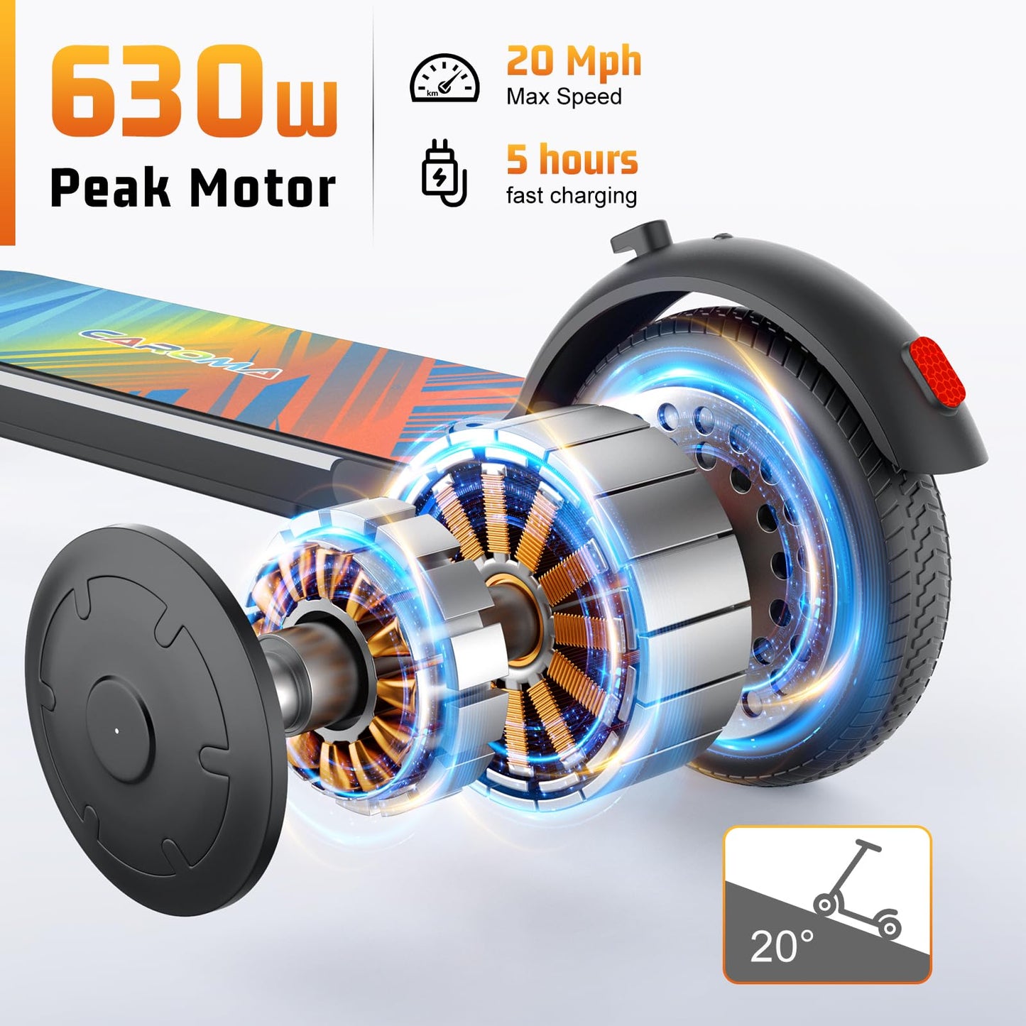 Caroma E22 PRO Electric Scooter Adults, 350W Motor,20Miles Range&20Mph, Foldable Commute Electric Scooter Adults,E Scooter with Cruise Control&Dual Braking System,Smart App Control&LED Display(Black)