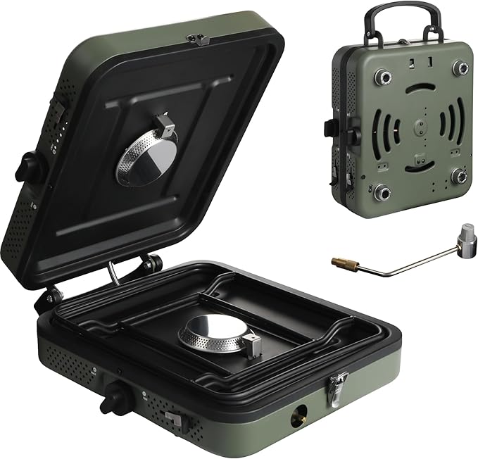 ALBOMI 2 Burner Propane Camping Stove,Portable Folding Gas Stove for Camping with 17200 BTU,Two Adjustable Burners with Ea...