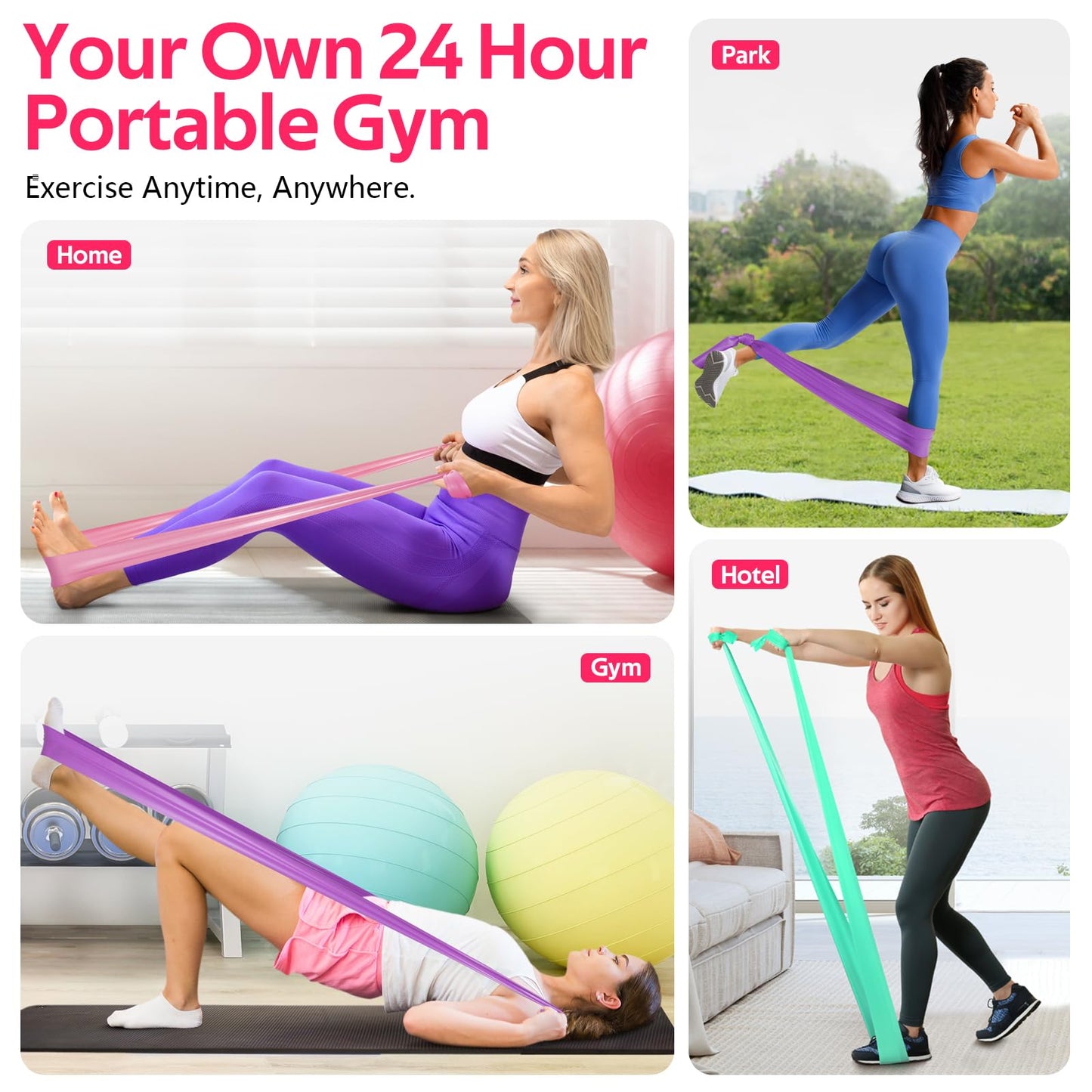 Resistance Bands for Working Out, Exercise Bands for Physical Therapy, Stretch, Recovery, Pilates, Rehab, Strength Training and Yoga Starter Set