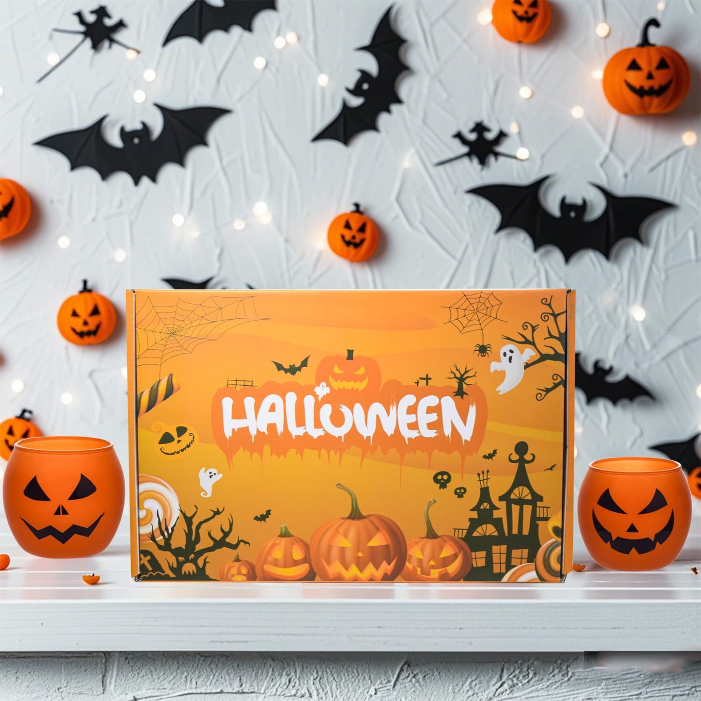 Galssmagic Halloween Table Decor Candle Holder Set of 6,Holloween Votive Candle Holders for Halloween Party Decorations Indoor Centerpieces