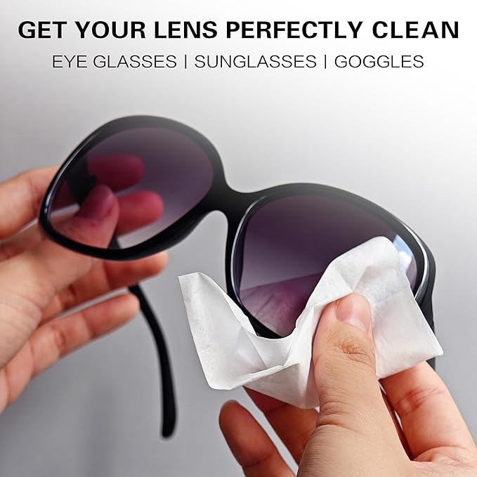 Vinda Pre-Moistened Lens Cleaning Wipes – 330 Individually Wrapped, Streak-Free Wipes for Glasses, Screens, Cameras & More – Ammonia-Free, Gentle Optical Cleaner