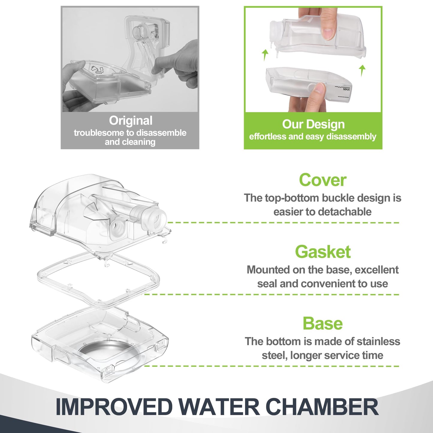 MEDICOLOR 340ml Water Chamber for AirSense 11, Replacement Water Tub for S11 Series, Cleanable Humidifier Container, Reliable Seal and Easy to Use