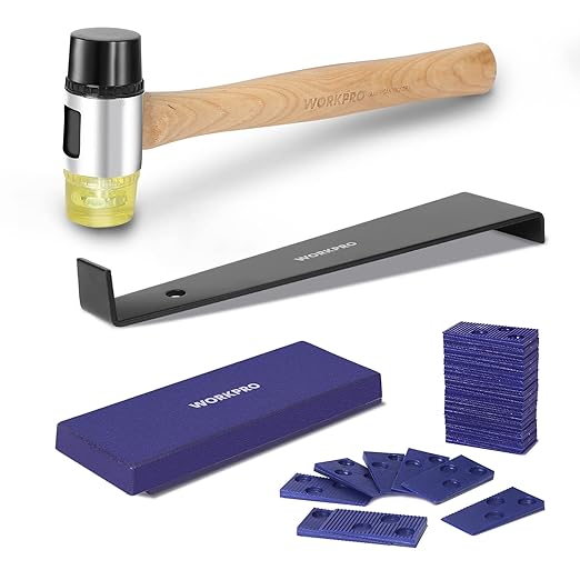 WORKPRO Laminate Wood Flooring Installation Kit with Reinforced Double-Faced Mallet, Heavy Duty Pull Bar, Tapping Block an...