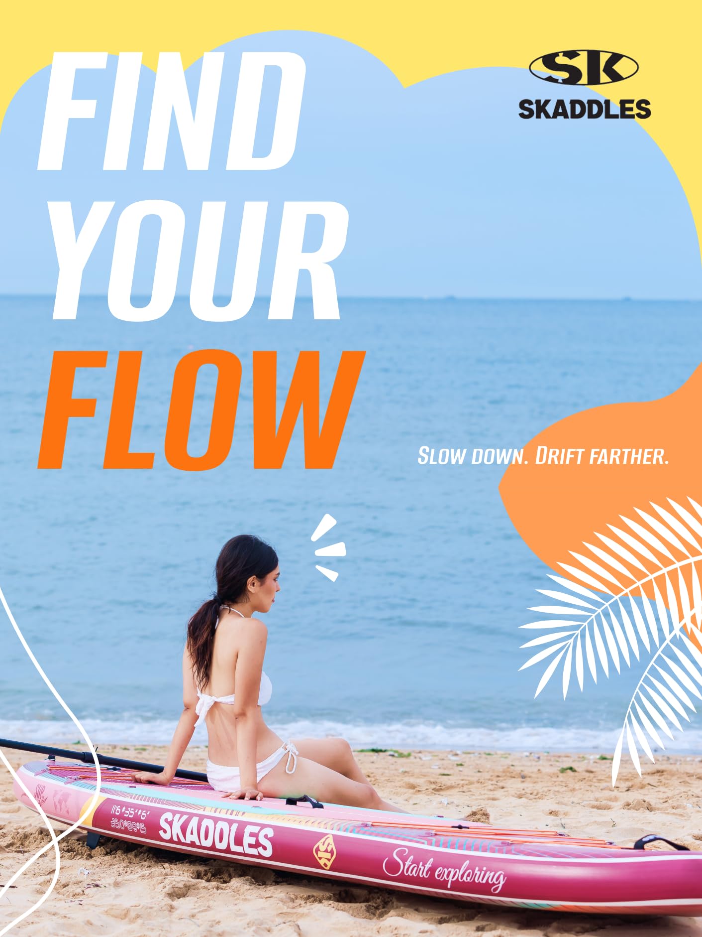 SKADDLES 11’6 × 35" Inflatable SUP–Super Wide, Stable Stand Up Paddle Board for Adults, Youth, Family & Pets, High Weight Capacity, Non-Slip EVA Deck, Premium Accessories (FLASHLINE · Firetail)