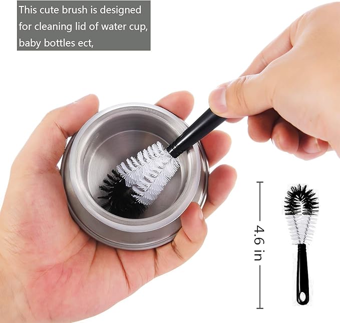 ALINK 8-Pack Bottle Cleaning Brush Set - Long Handle Black Bottle Cleaner for Washing Narrow Wine/Beer Bottles/Thermos/Flask Tumbler/Sport Well/Kettle/Lid Brush, Straw Brush