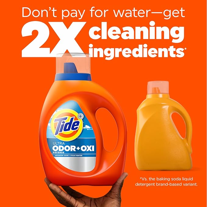 Tide Ultra Odor Defense Plus Oxi Liquid Laundry Detergent, 92 fl oz, 65 Loads, Advanced Odor and Stain Fighting Laundry Detergent Liquid