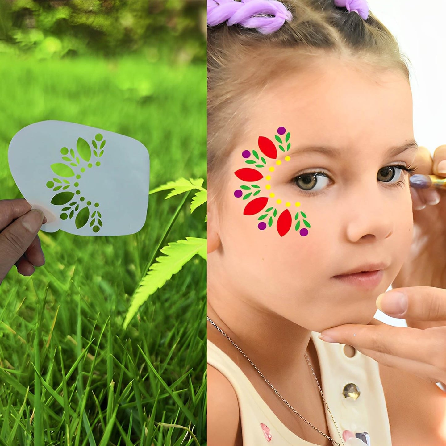 Twpribarn 28 Pcs Face Paint Stencils Kit - Reusable Face Tattoo & Body Makeup Painting Templates for Kids & Adults - Mix01